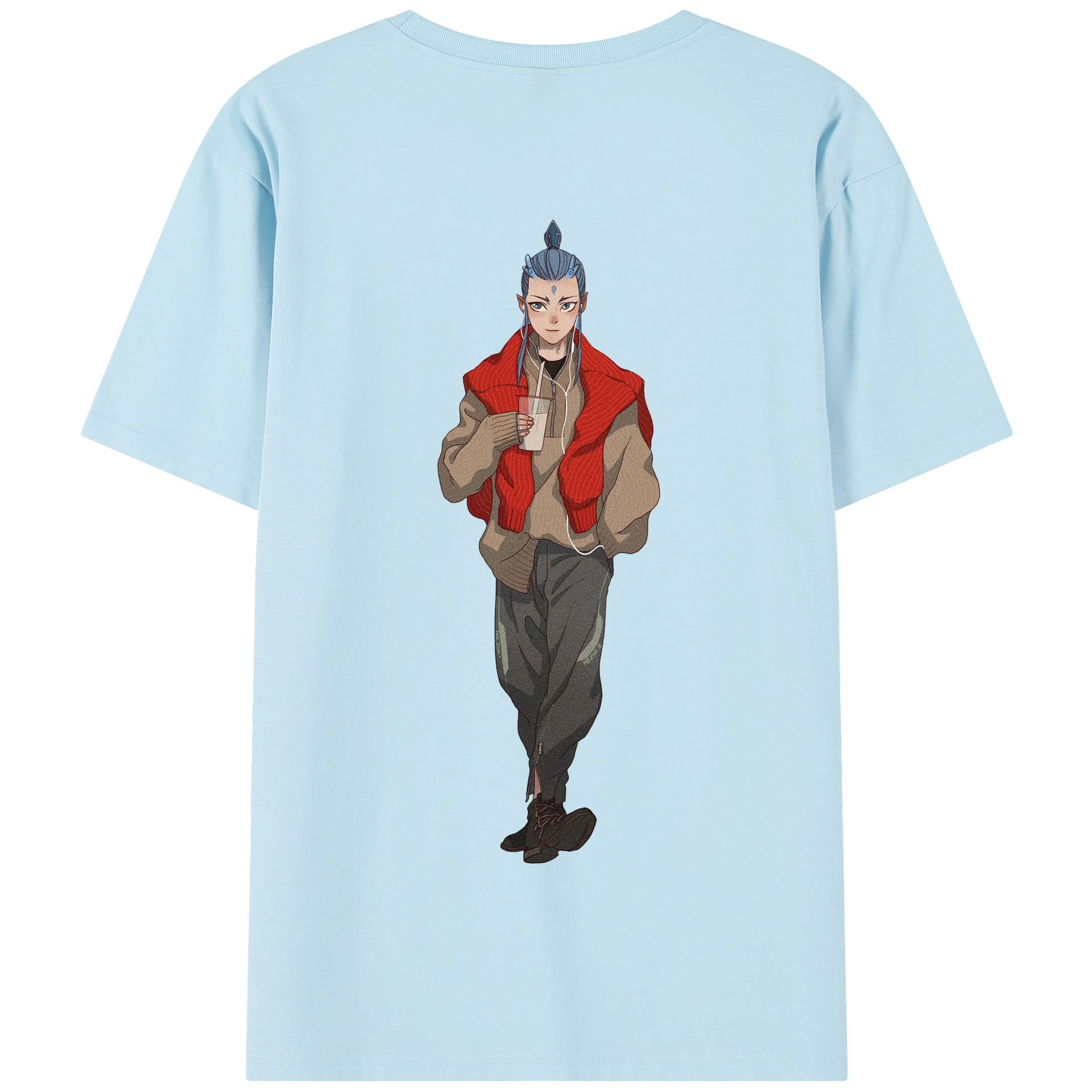 （画像用） Ne Zha 2 ナタ 魔童の大暴れ 綿100％半袖Tシャツ（背面プリント）